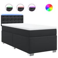 Boxspring met matras kunstleer zwart 90x190 cm - thumbnail