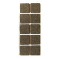 Plakvilt bruin vierkant 4,5 bij 4,5 cm en hoogte 0,35 cm van vilt - 10 stuks - thumbnail