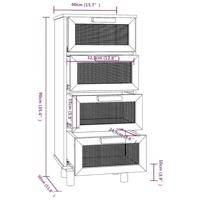 Dressoir 40x30x90 cm massief grenen hout en rattan zwart - thumbnail