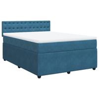Boxspring met matras fluweel blauw 140x190 cm - thumbnail