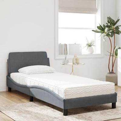 Bed met matras fluweel donkergrijs 120x200 cm - thumbnail