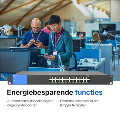 Linksys LGS124-EU 24-poorts onbeheerde Gigabit-netwerkswitch - Ethernet-switch/hub met metalen behuizing voor thuis en kantoor - Tafelmodel of wandbevestiging, Ethernet-splitter, Plug-and-play