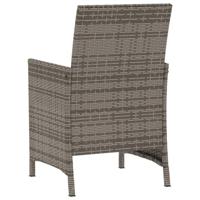 3-delige Bistroset met kussens poly rattan grijs - thumbnail