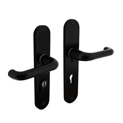 SKG3 veiligheidsbeslag ovaal 250x50mm kruk/kruk Rond metveerconstructie profielcilindergat 72mm metkerntrekbeveiliging zwart
