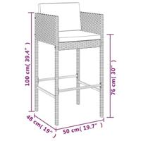 7-delige Tuinbarset met kussens poly rattan grijs - thumbnail