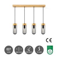 Home sweet home capri hanglamp 4L klein hout/glas - thumbnail