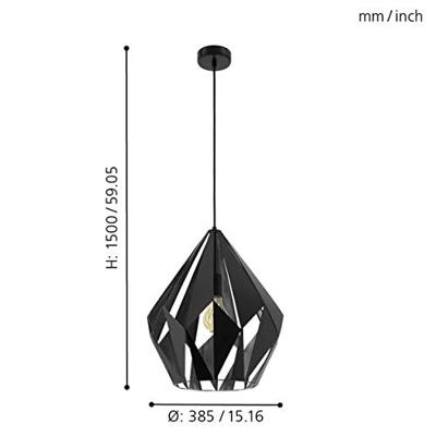 Eglo HanglampCarlton 1 38cm zwart - 49879 Eglo HanglampCarlton 1 38cm zwart - 49879