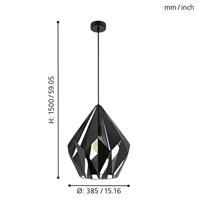 Eglo HanglampCarlton 1 38cm zwart - 49879 - thumbnail
