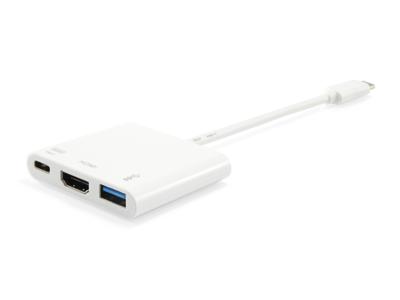 Equip 133461 usb type c to hdmi female/usb a female/pd adapter, 4k, pastic, 15cm, white