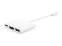 Equip 133461 usb type c to hdmi female/usb a female/pd adapter, 4k, pastic, 15cm, white - thumbnail