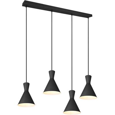 LED Hanglamp 4-Lichts E27 Mat Zwart Aluminium Rechthoekig