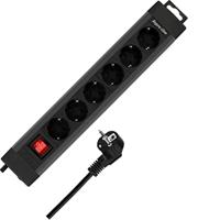 REV 0014612513 Stekkerdoos met schakelaar 6-voudig Zwart Randaarde stekker 1 stuk(s) - thumbnail