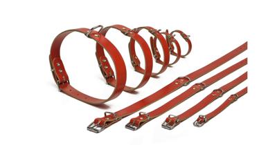 Lederen honden halsband rood - 62 cm x 25 mm
