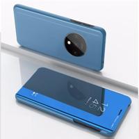 Voor een plus 7T plated spiegel horizontale Flip lederen draagtas met standaard mobiele telefoon holster (blauw) - thumbnail