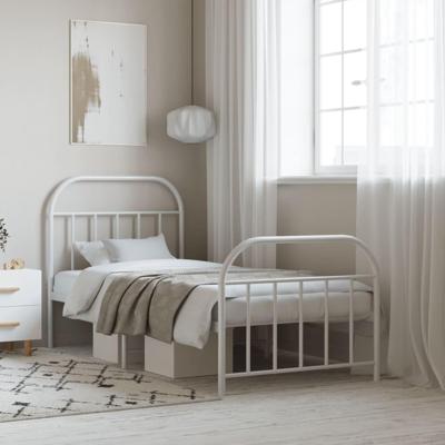 Bedframe met hoofd- en voeteneinde metaal wit 90x190 cm