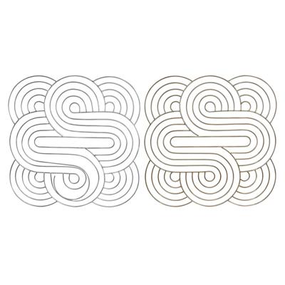 Wanddecoratie DKD Home Decor Gouden Zilverkleurig Abstract Orientaals 61 x 1 x 61 cm (2 Stuks)