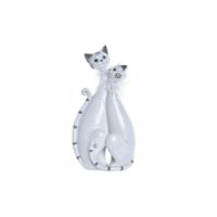 Decoratieve figuren DKD Home Decor 15 x 10 x 29 cm Wit Katten Romantiek - thumbnail