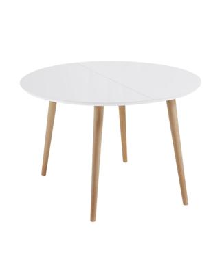 Kave Home Oqui eettafel uitschuifbaar Ø120/200x120 cm Wit - thumbnail