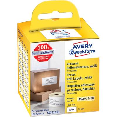 Avery-Zweckform Rol met etiketten 101 x 54 mm Papier Wit 110 stuk(s) Permanent hechtend Verzendetiketten ASS0722430