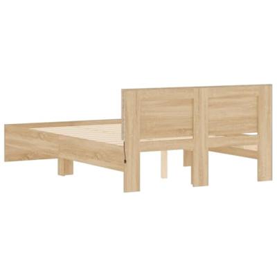 Bedframe met hoofdeinde en LED sonoma eikenkleurig 135x190 cm