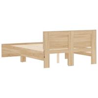 Bedframe met hoofdeinde en LED sonoma eikenkleurig 135x190 cm - thumbnail