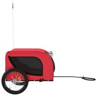 Hondenfietstrailer oxford stof en ijzer rood en zwart - thumbnail