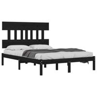 Bedframe massief hout zwart 200x200 cm - thumbnail