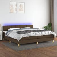 Boxspring met matras en LED stof donkerbruin 200x200 cm - thumbnail