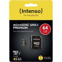 Intenso Premium microSDXC-kaart 64 GB Class 10, UHS-I Incl. SD-adapter - thumbnail