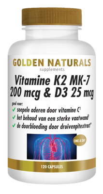 Vitamine K2 MK-7 200 mcg & D3 25 mcg 120 Vegetarische capsules
