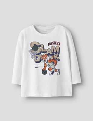 T-shirt met lange mouwen NMMLINCOM NAME IT, boxy pasvorm wit T-shirt met lange mouwen NMMLINCOM NAME IT, boxy pasvorm wit