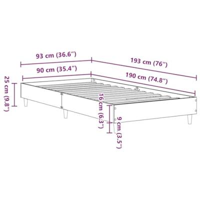Bedframe zonder matras 90x190 cm spaanplaat gerookt eiken