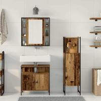 Badkamermeubelset 3 pcs Bruin 60 x 30 x 60 cm Bewerkt hout - thumbnail