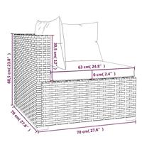 3-delige Loungeset met kussens poly rattan grijs - thumbnail