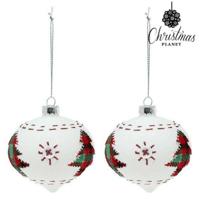 Kerstballen 8 cm (2 uds) Kristal Wit - thumbnail