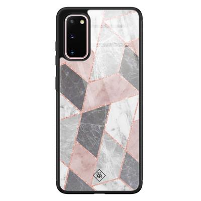 Samsung Galaxy S20 glazen hardcase - Stone grid