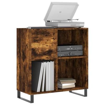 Platenkast 84,5x38x89 cm bewerkt hout gerookt eikenkleurig