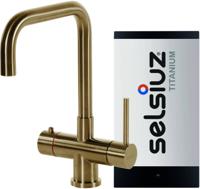 Selsiuz Inox kokend water kraan met titanium single boiler en U-uitloopkraan gold - thumbnail