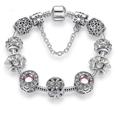 2 stuks Vrouwenmode eenvoudige Panjia opaal kristal legering armband lengte: 19cm (zilver)