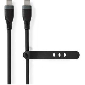Nedis USB-Kabel | USB 2.0 | USB-C Male | USB-C Male | 60 W | 480 Mbps | Vernikkeld | 1.50 m | Rond | Silicone | Zwart | Doos - CCGB60820BK15