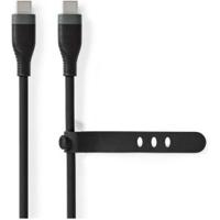 Nedis USB-Kabel | USB 2.0 | USB-C Male | USB-C Male | 60 W | 480 Mbps | Vernikkeld | 1.50 m | Rond | Silicone | Zwart | Doos - CCGB60820BK15 - thumbnail