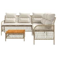 2-delige Loungeset met kussens poly rattan beige - thumbnail