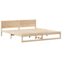 Bedframe met hoofdeinde Naturel 200 x 200 cm Massief grenenhout - thumbnail