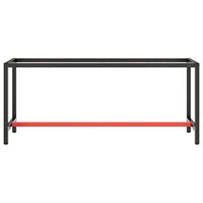 Werkbankframe 190x50x79 cm metaal matzwart en matrood - thumbnail