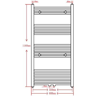 Radiator/handdoekenrek recht zwart 600x1160 mm