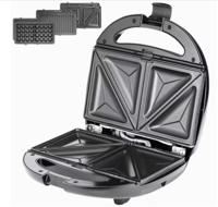 Contactgrill tosti , wafels en grillen Zwart/Zilver 800W - thumbnail