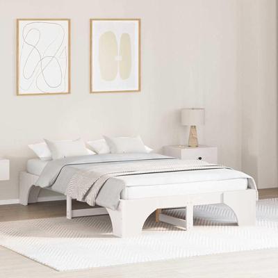 Bedframe Wit 135 x 190 cm Massief grenenhout