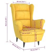 Fauteuil fluweel mosterdgeel - thumbnail