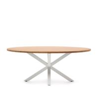 Kave Home Ovale Eettafel 'Argo' Acaciahout, 200 x 100cm, kleur Wit - thumbnail