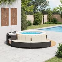 VidaXL Hottub-bankjes met kussens 2 st poly rattan zwart - thumbnail